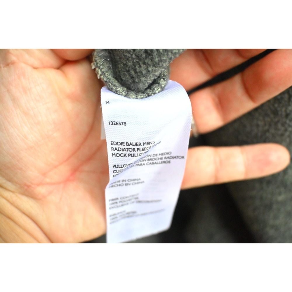 Eddie Bauer Mens M Radiator Fleece Snap Mock Neck Pullover Grey Long Sleeve Soft - Picture 7 of 8